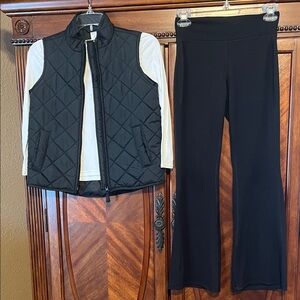 90 Degree By Reflex Girl’s Black Vest and Flare Pants with White Top